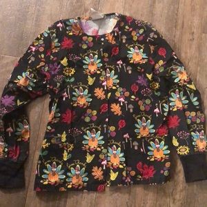 Thanksgiving themed scrub coat